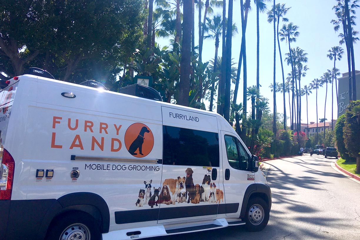 Furry Land Van Driving To Beverly Hills Hotel